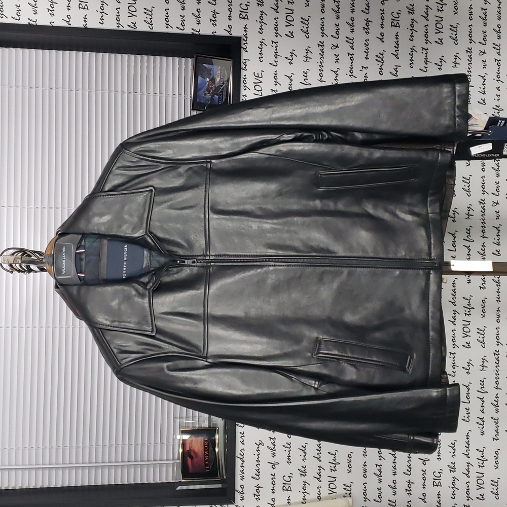 💥NEW💥 Tommy Hilfiger Black Leather Coat